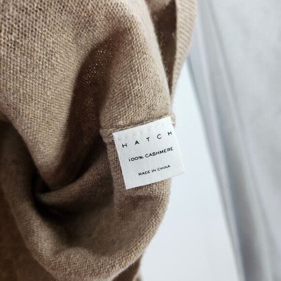 Hatch Tan Pullover Sweater Beige Cashmere Knit Batwing High Neck Long Sleeve XS - Picture 4 of 6